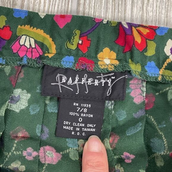 Vintage Rafferty Women's Outfit Set Short Sleeve Top Small, Skirt 7/8 Floral Gre - Picture 6 of 12